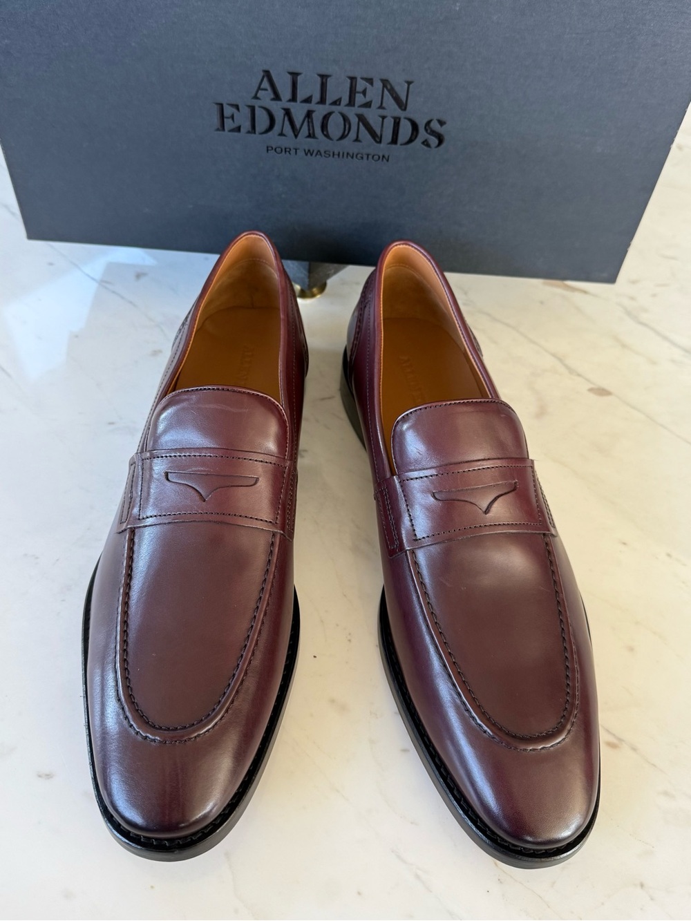 New Allen Edmonds Eli Leather Penny Loafers - Picture 5 of 16
